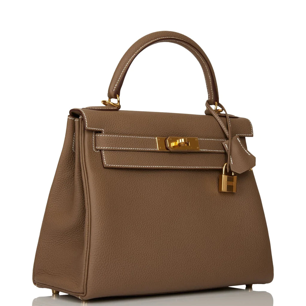 Hermès Kelly Retourne 28 Etoupe Togo Gold Hardware