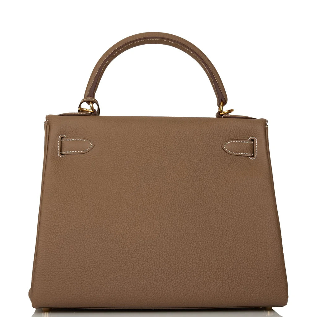 Hermès Kelly Retourne 28 Etoupe Togo Gold Hardware