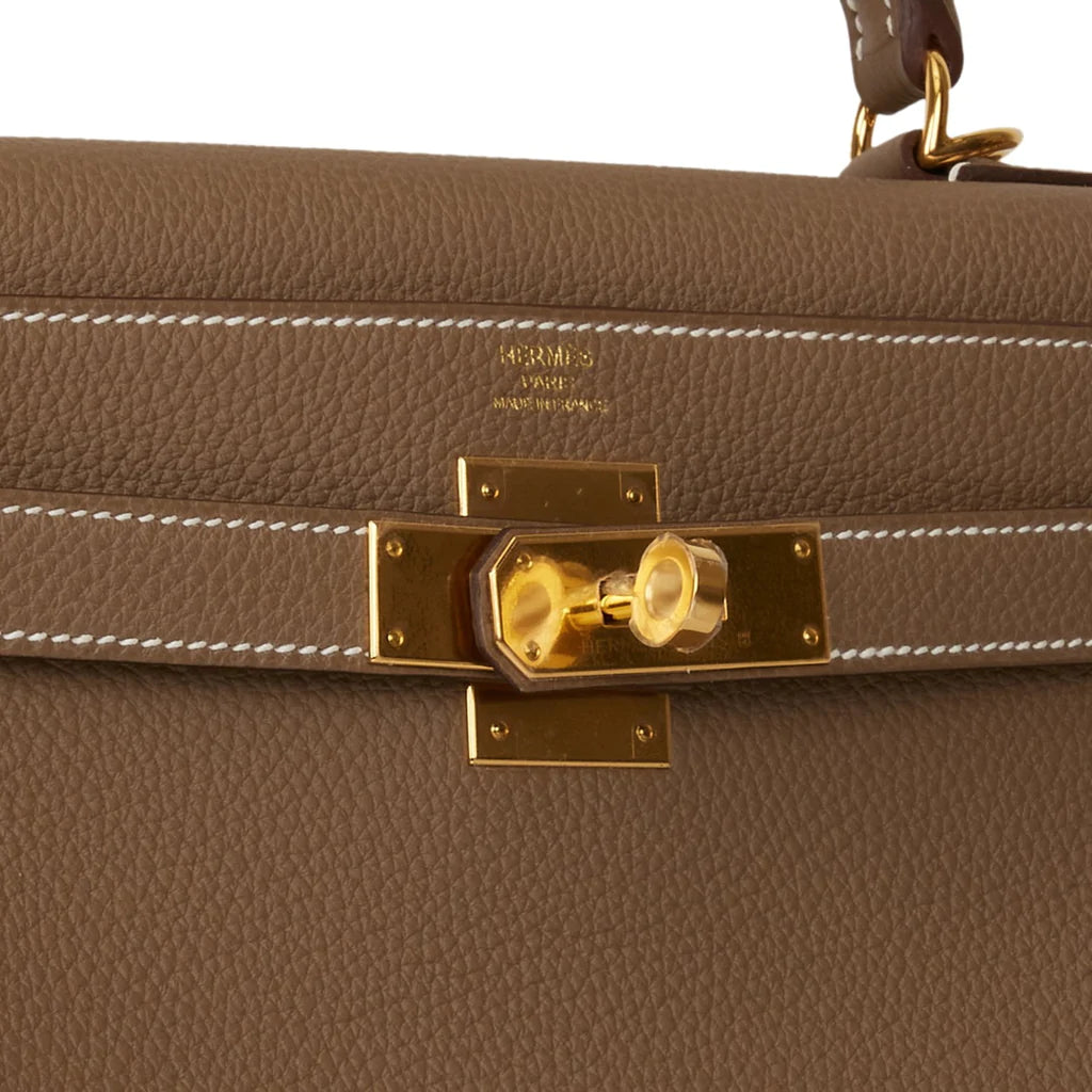 Hermès Kelly Retourne 28 Etoupe Togo Gold Hardware