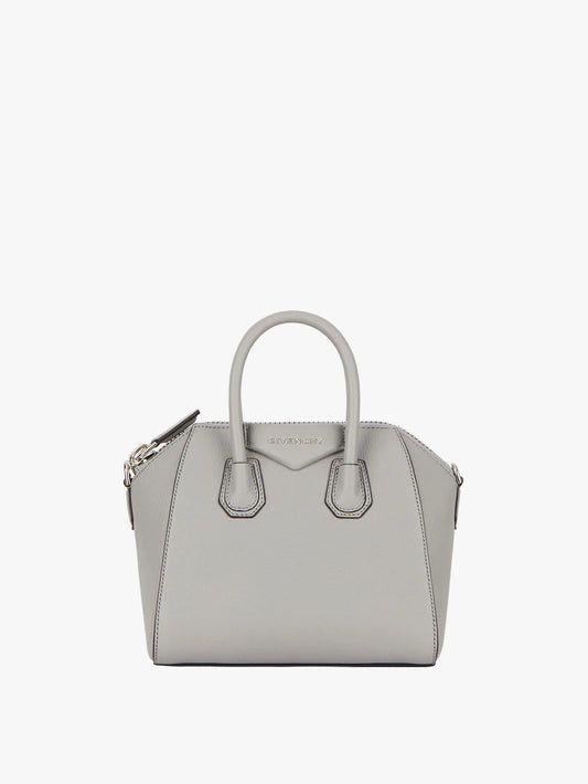 Mini Antigona bag in grained leather PEARL GREY