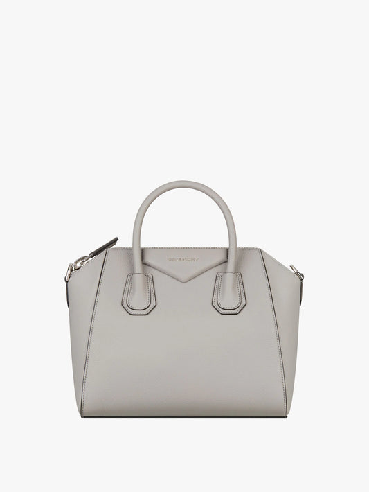 Small Antigona bag in grained leather PEARL GREY