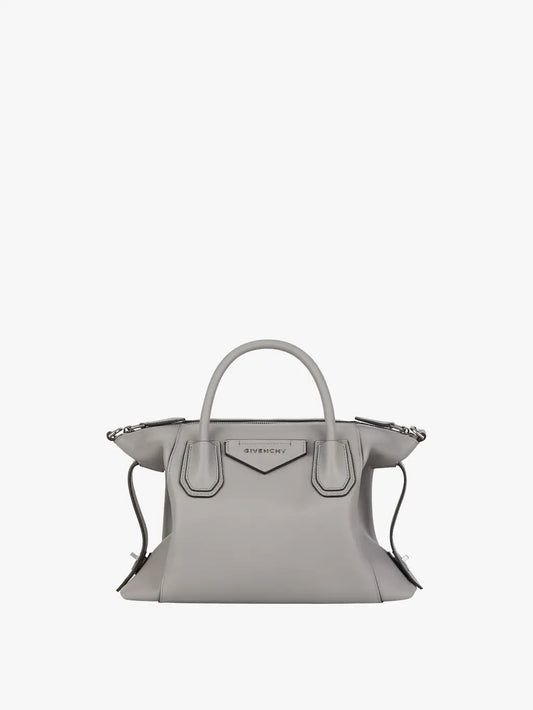 Small Antigona Soft bag in smooth leather Pearl grey