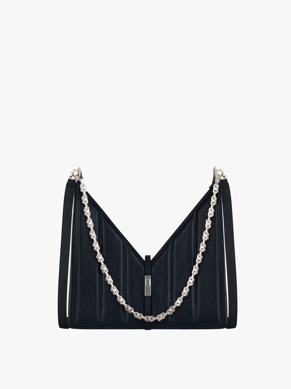 Small Cut Out bag in padded leather with chain Black