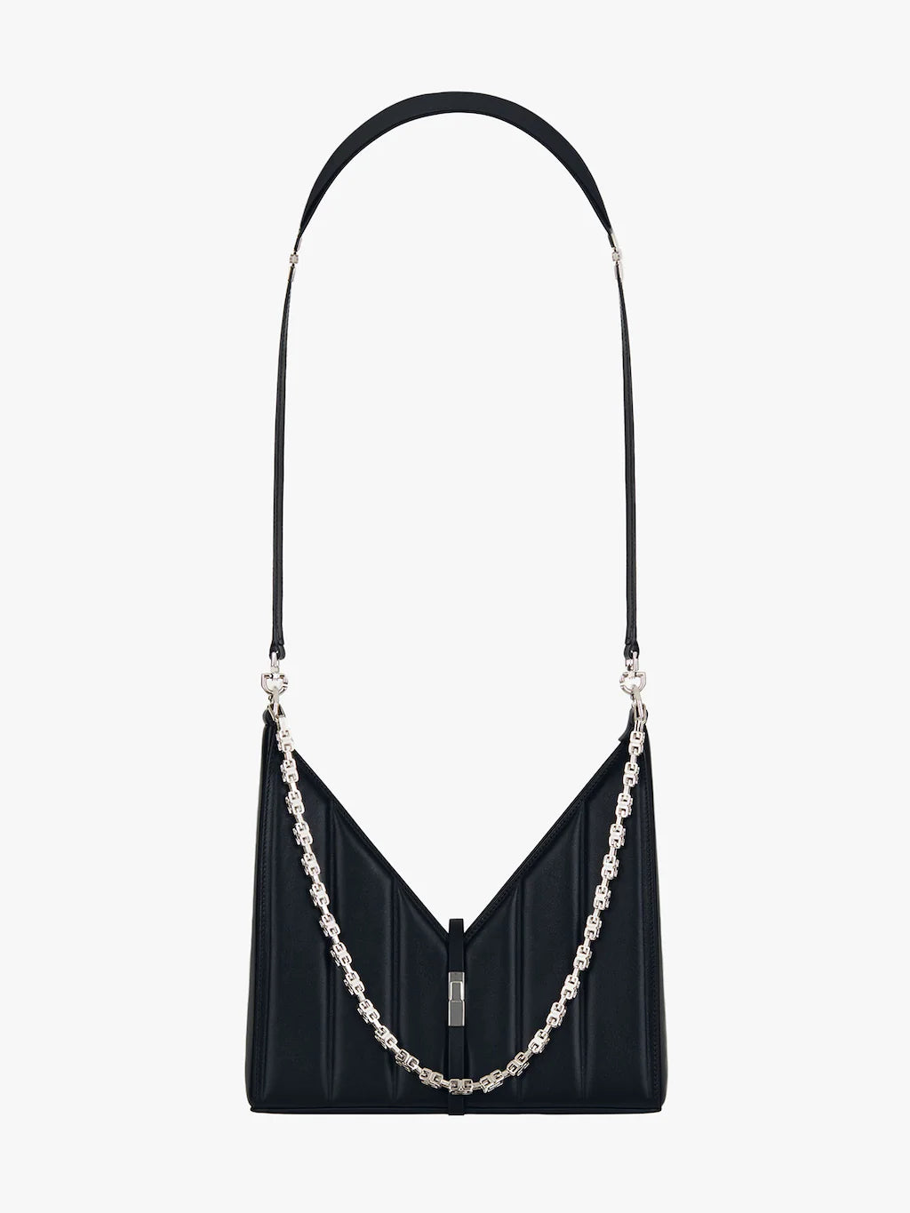 Small Cut Out bag in padded leather with chain Black