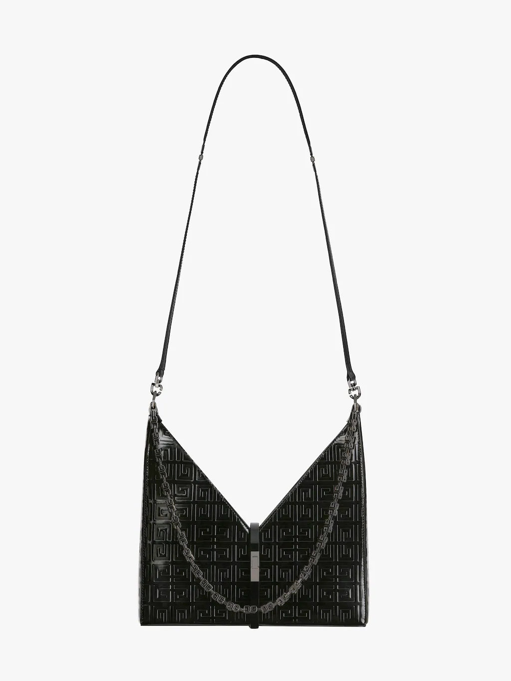 Small Cut Out bag in 4G leather with chain Black