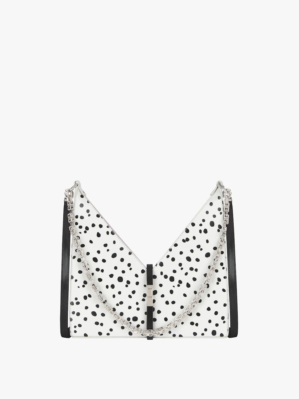 Small Cut Out bag in two tone leather with chain White/black