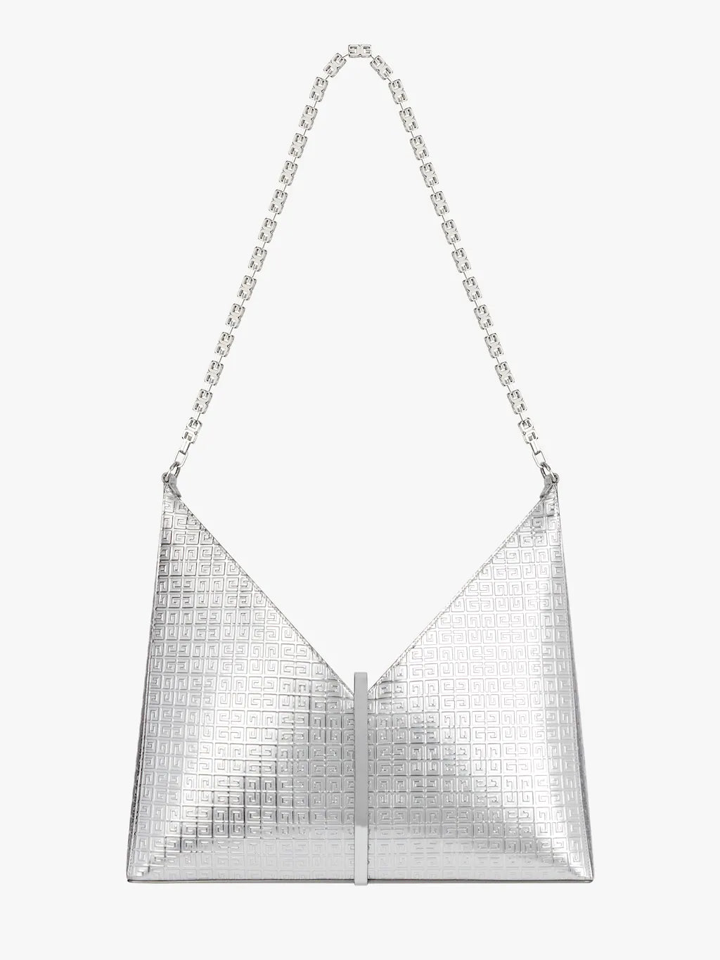 Large Cut Out bag in 4G leather with chain Silvery