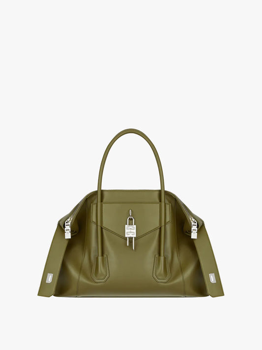 Medium Antigona Soft Lock Bag in smooth leather DARK KHAKI