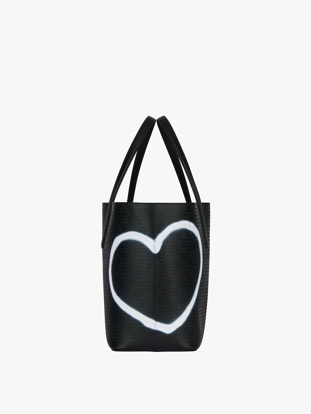 Wing shopping bag in 4G leather with tag effect prints Black