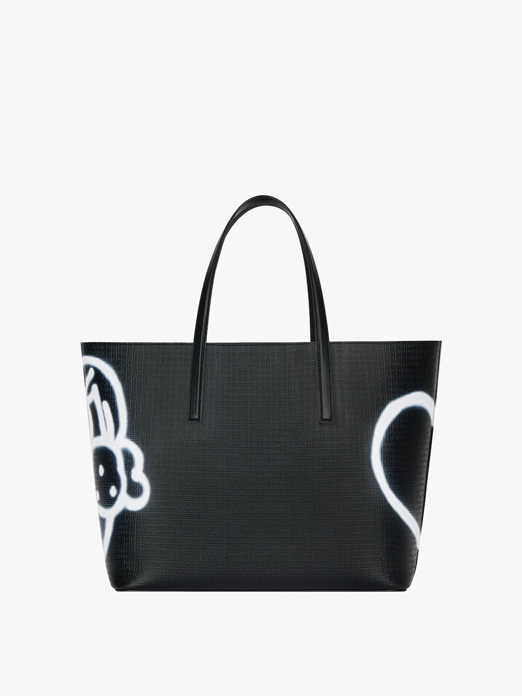 Wing shopping bag in 4G leather with tag effect prints Black