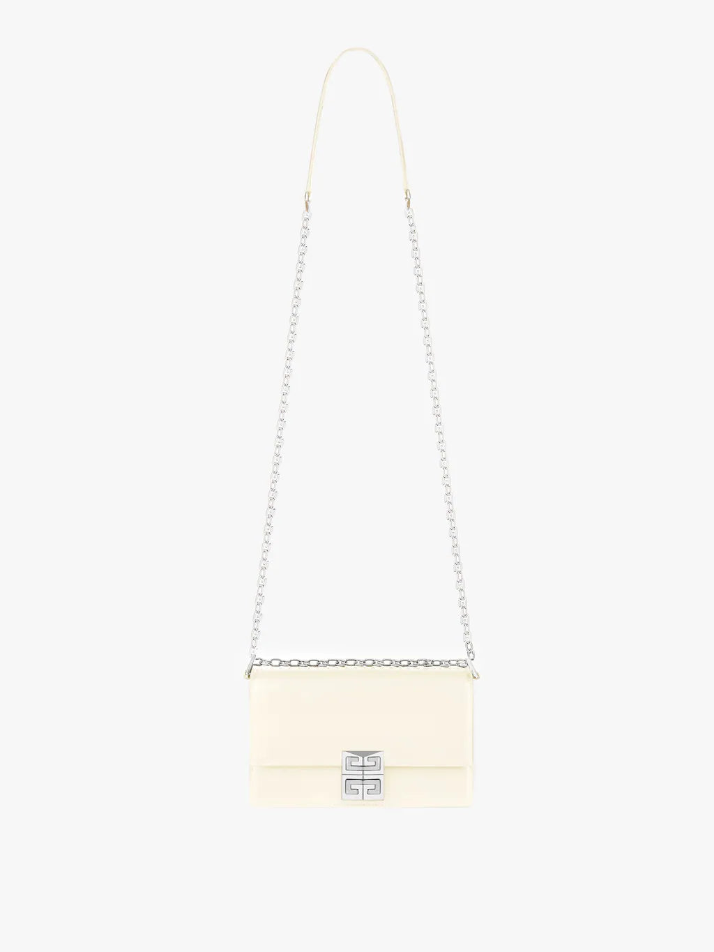 Small 4G bag in box leather with chain IVORY