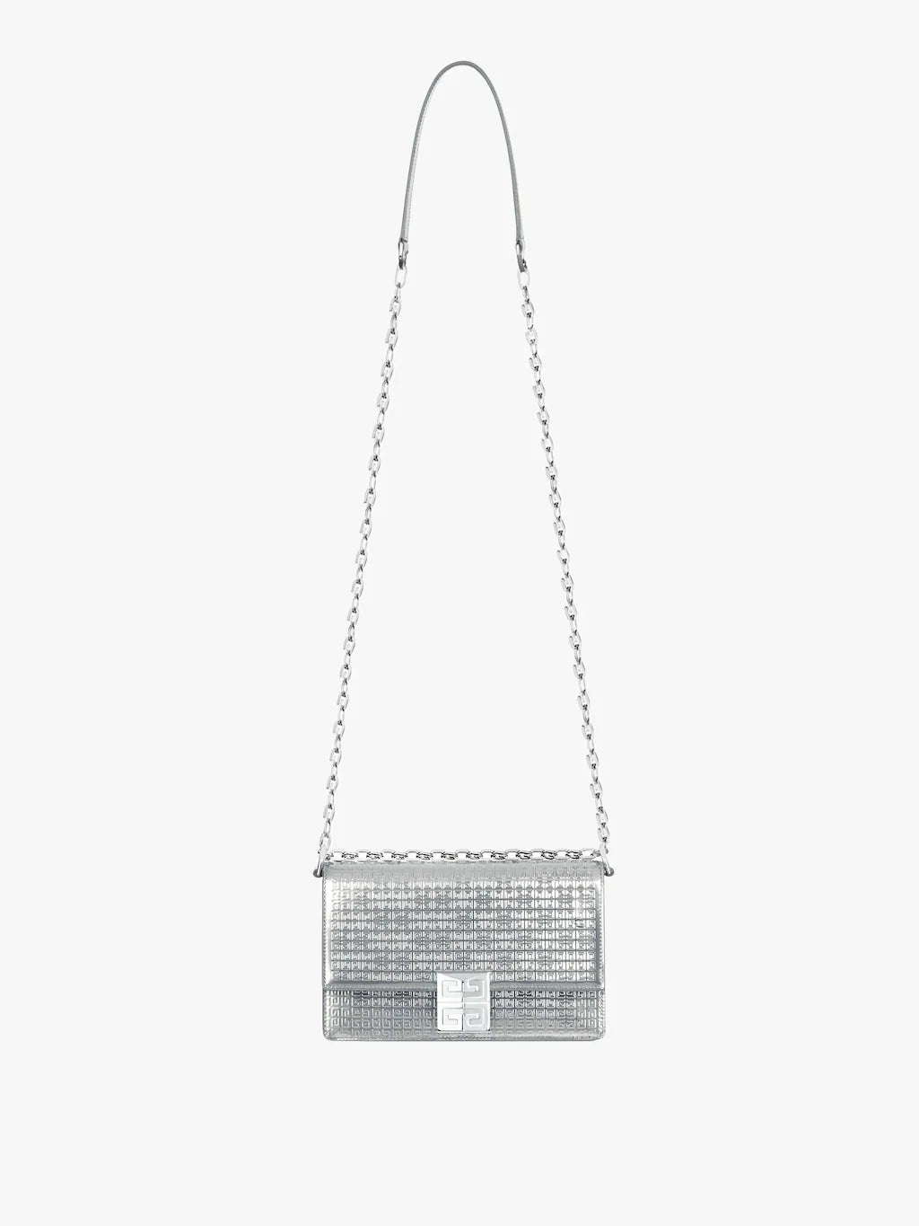 Small 4G bag in 4G metallized leather with chain Silvery