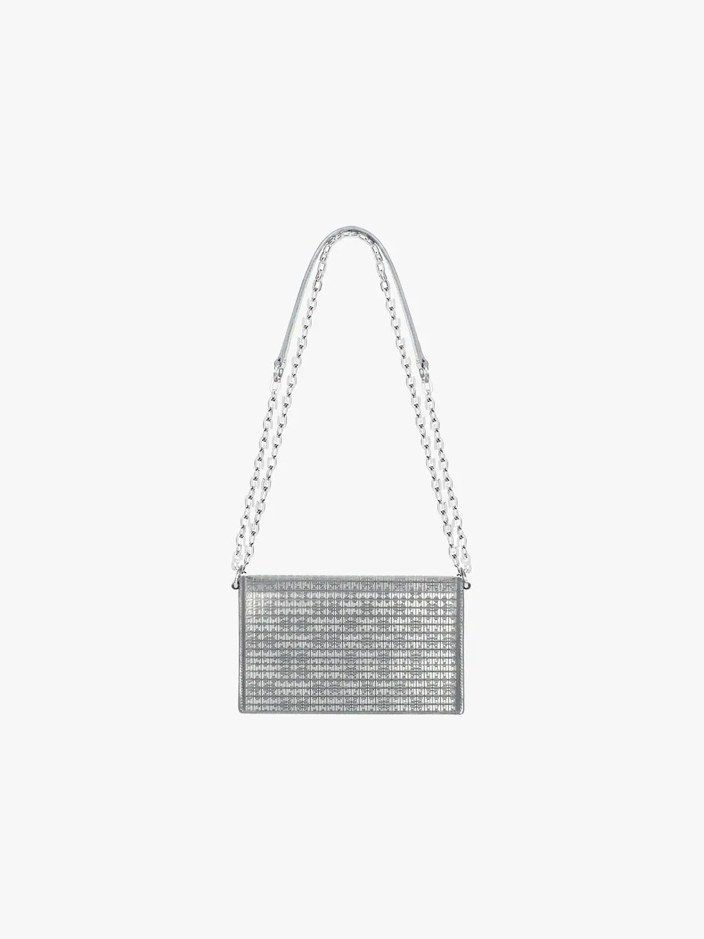 Small 4G bag in 4G metallized leather with chain Silvery