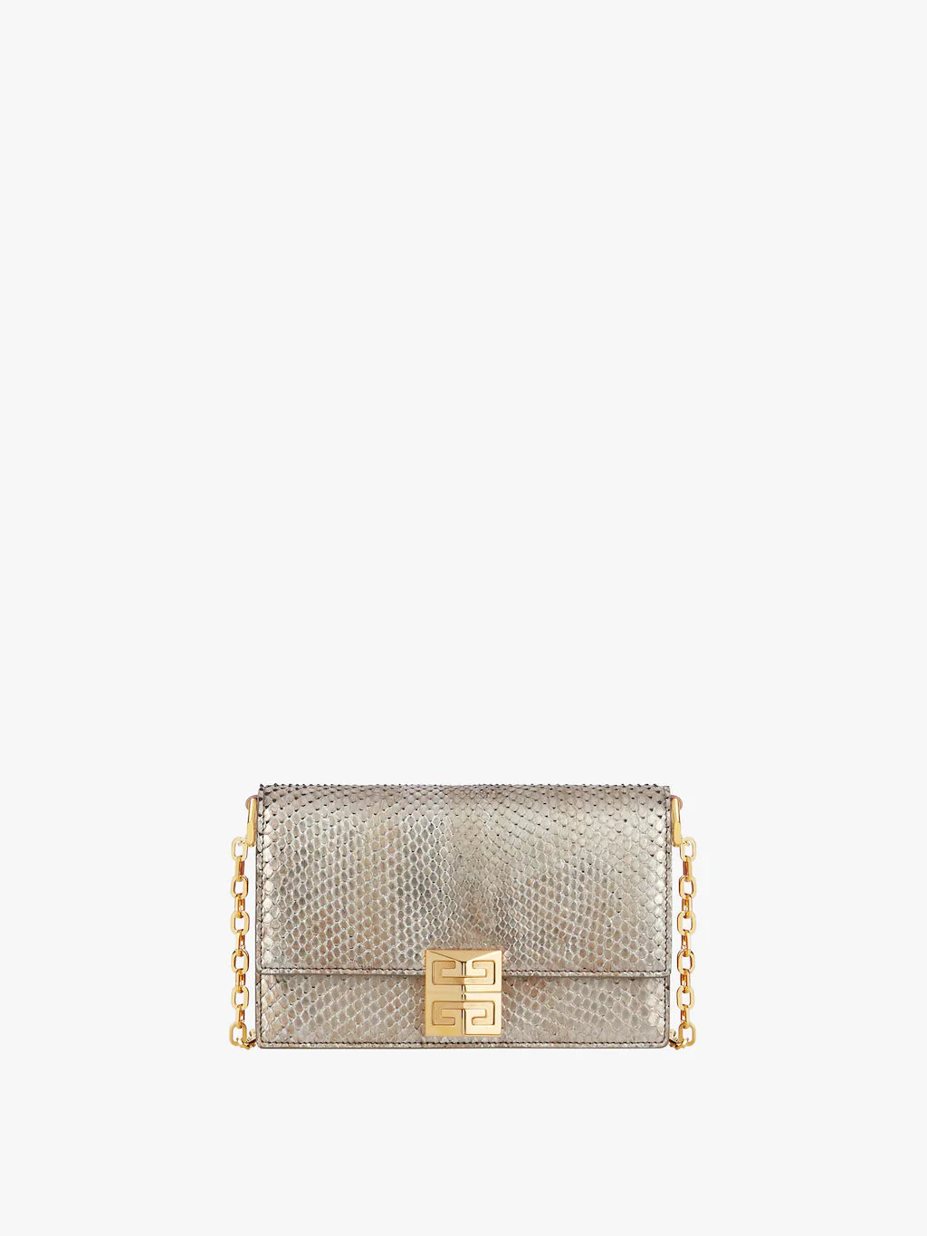 Small 4G bag in iridescent python with chain Silvery