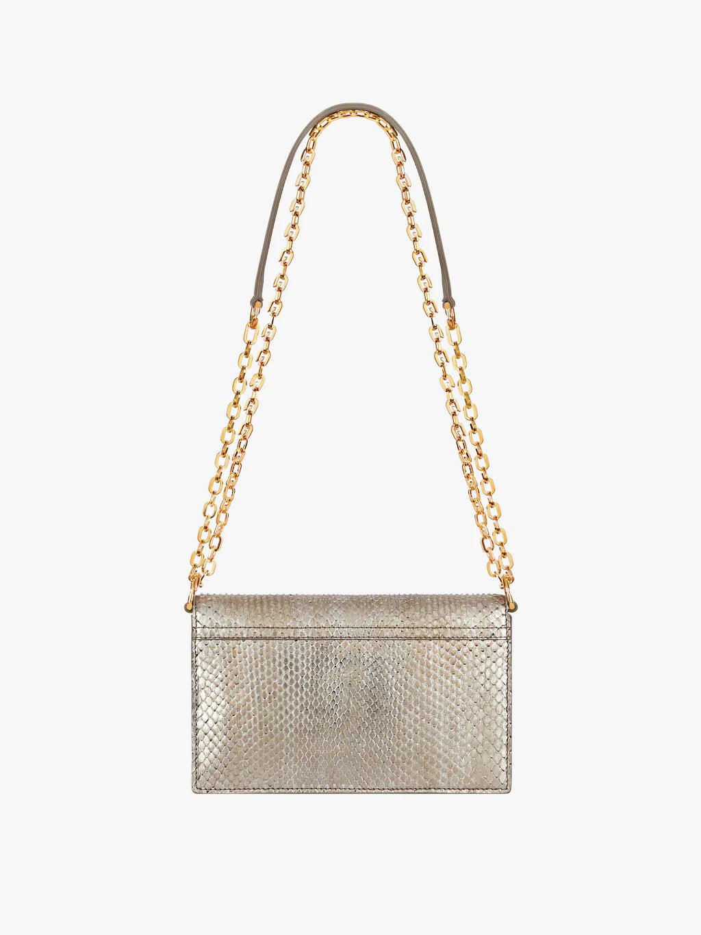 Small 4G bag in iridescent python with chain Silvery