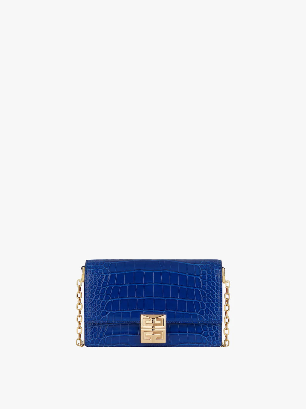 Small 4G bag in crocodile with chain Ocean blue