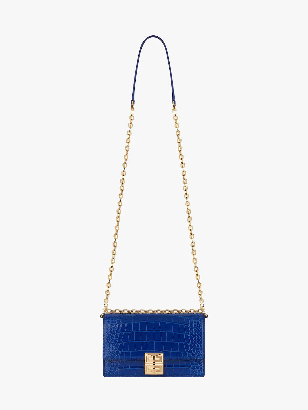 Small 4G bag in crocodile with chain Ocean blue