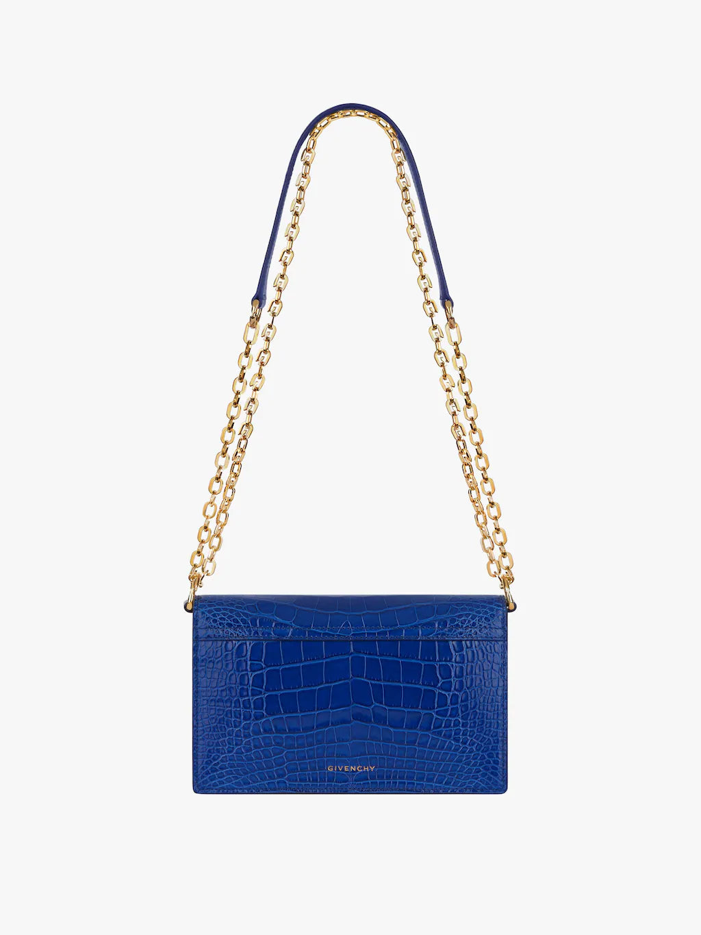 Small 4G bag in crocodile with chain Ocean blue