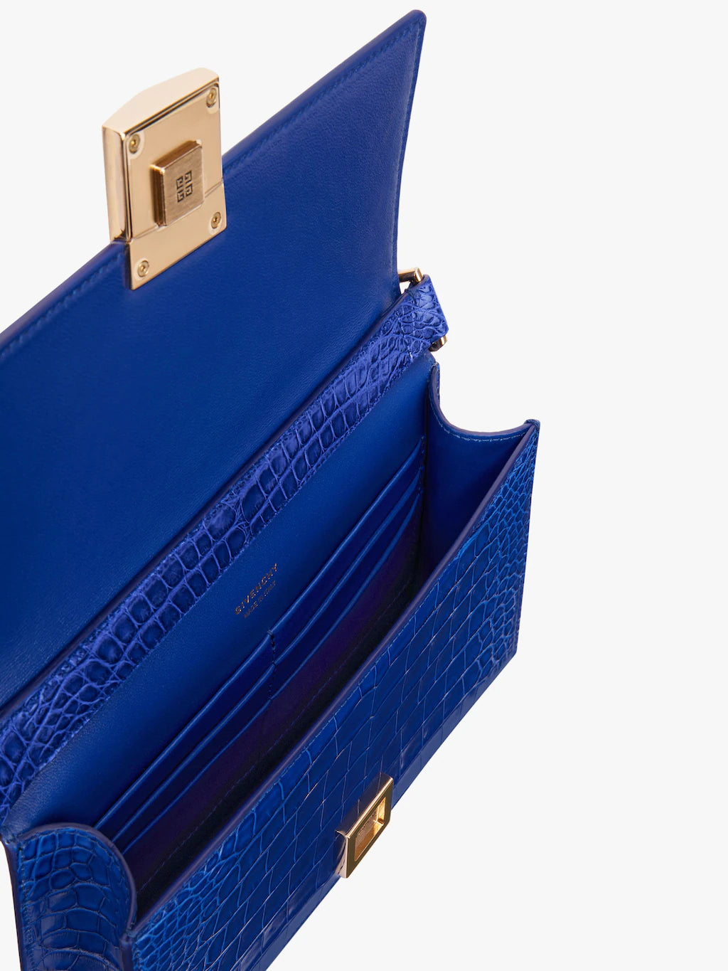 Small 4G bag in crocodile with chain Ocean blue