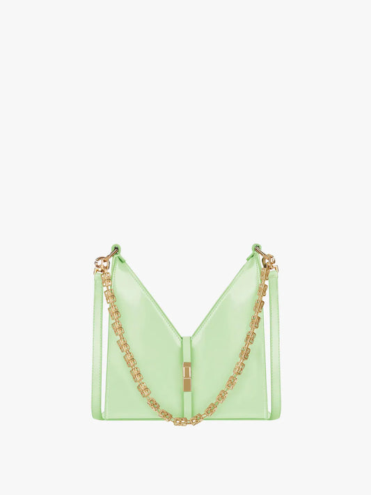 Mini Cut Out bag in box leather with chain Pistachio