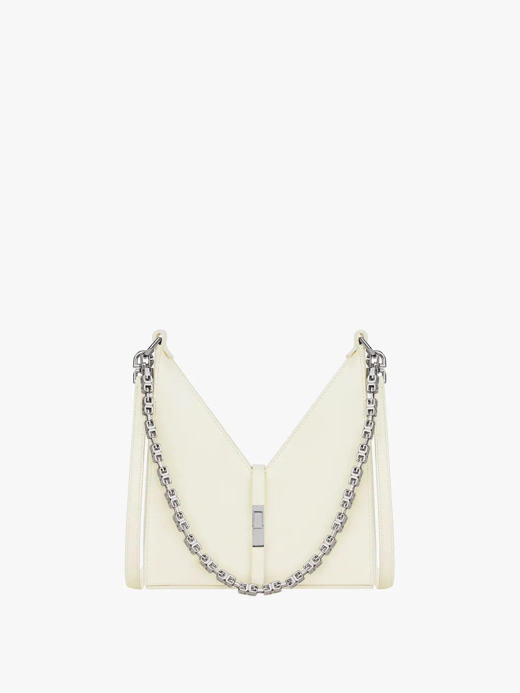 Mini Cut Out bag in box leather with chain IVORY