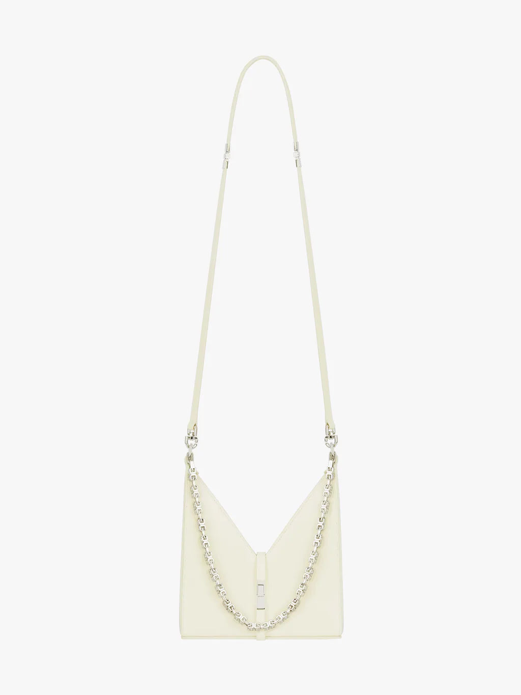 Mini Cut Out bag in box leather with chain IVORY