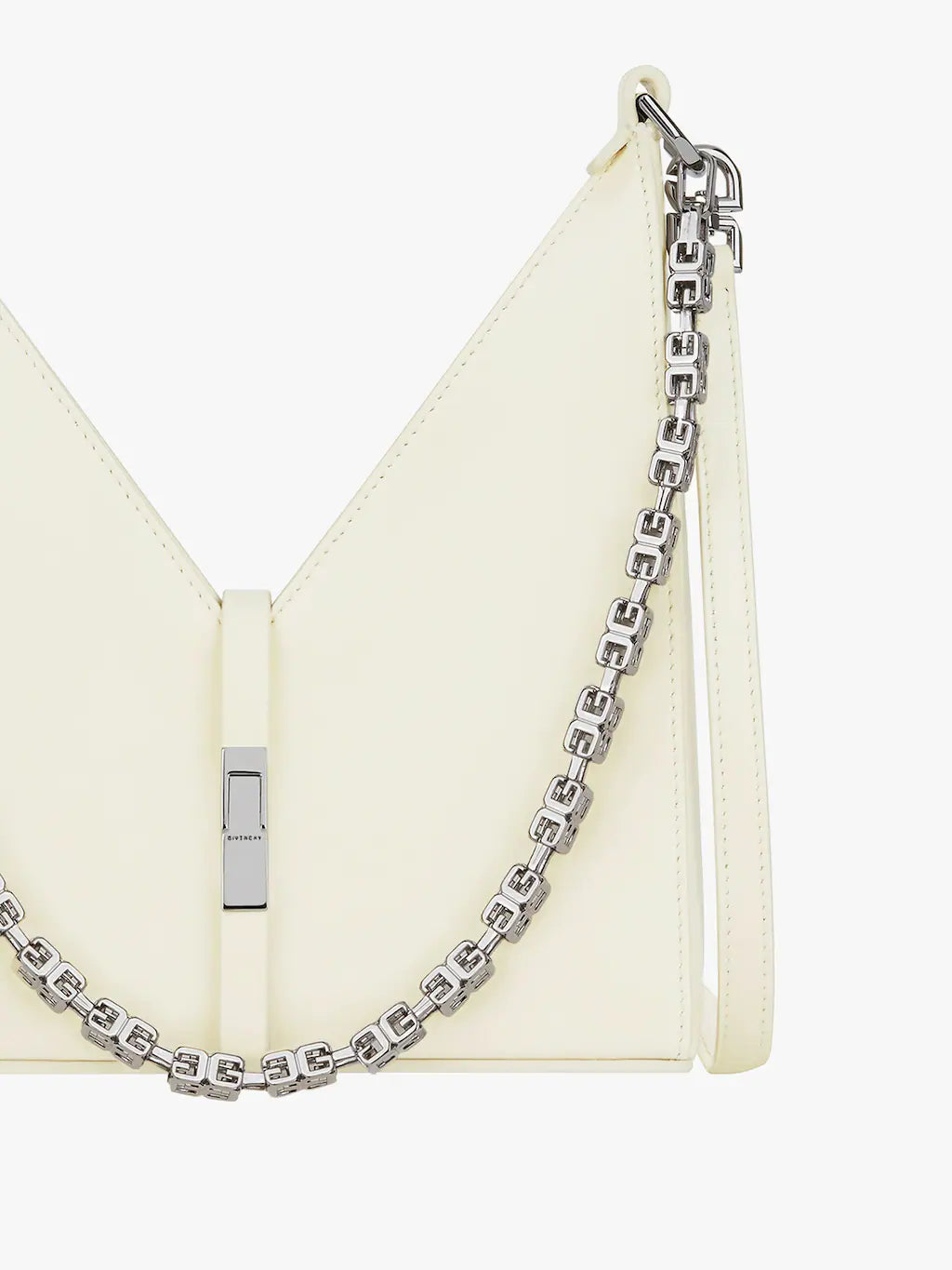 Mini Cut Out bag in box leather with chain IVORY