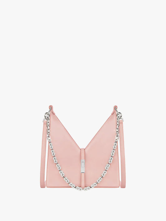 Mini Cut Out bag in box leather with chain PINK