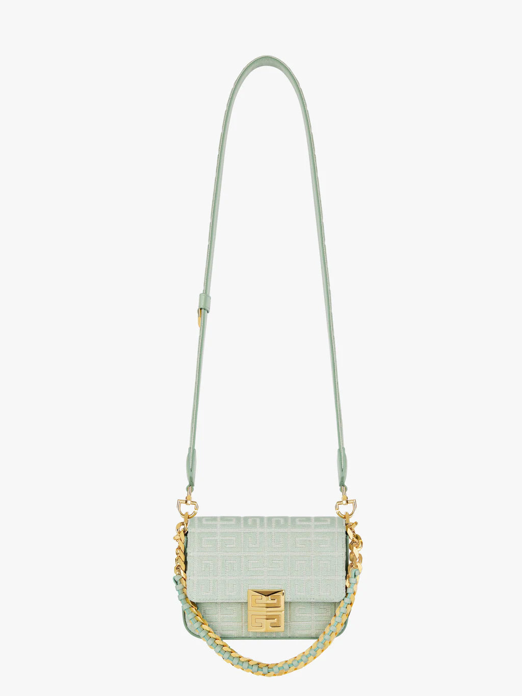 4G Small bag in 4G embroidered canvas with chain CELADON