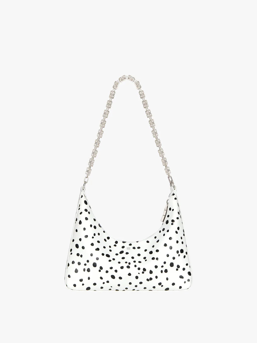 Small Moon Cut Out bag in two tone leather with chain White/black