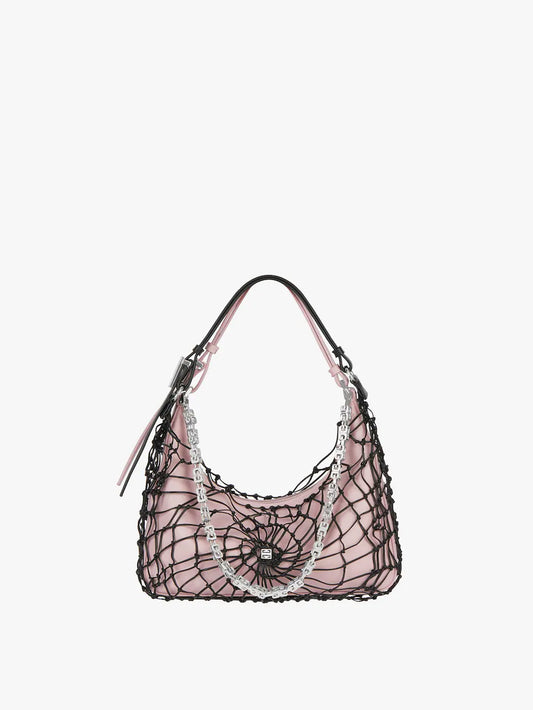 Small Moon Cut Out bag in leather Pink/black