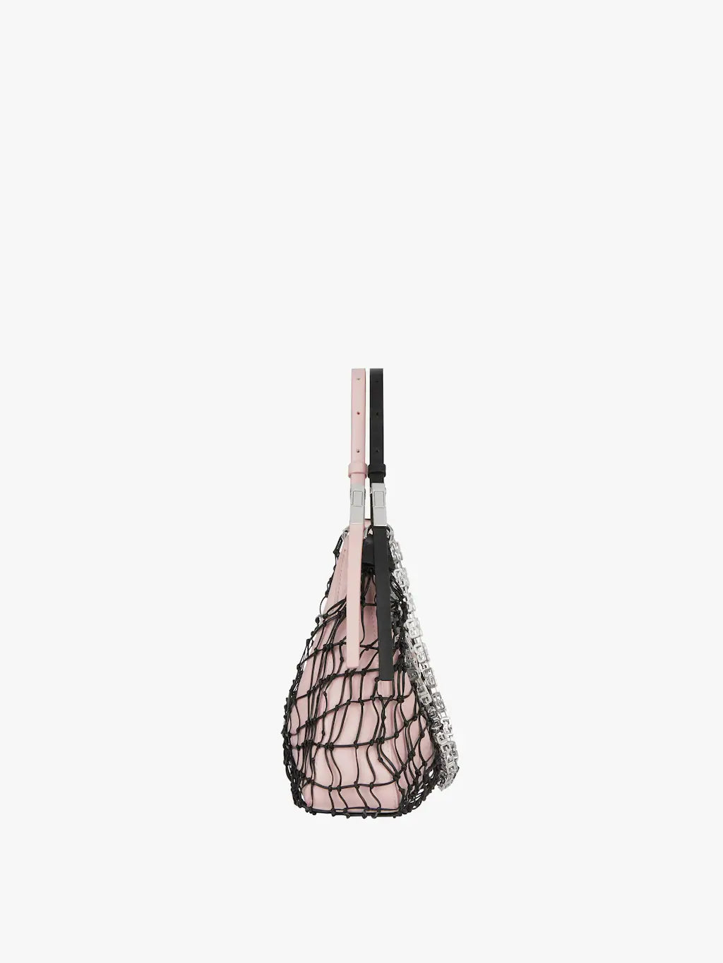 Small Moon Cut Out bag in leather Pink/black