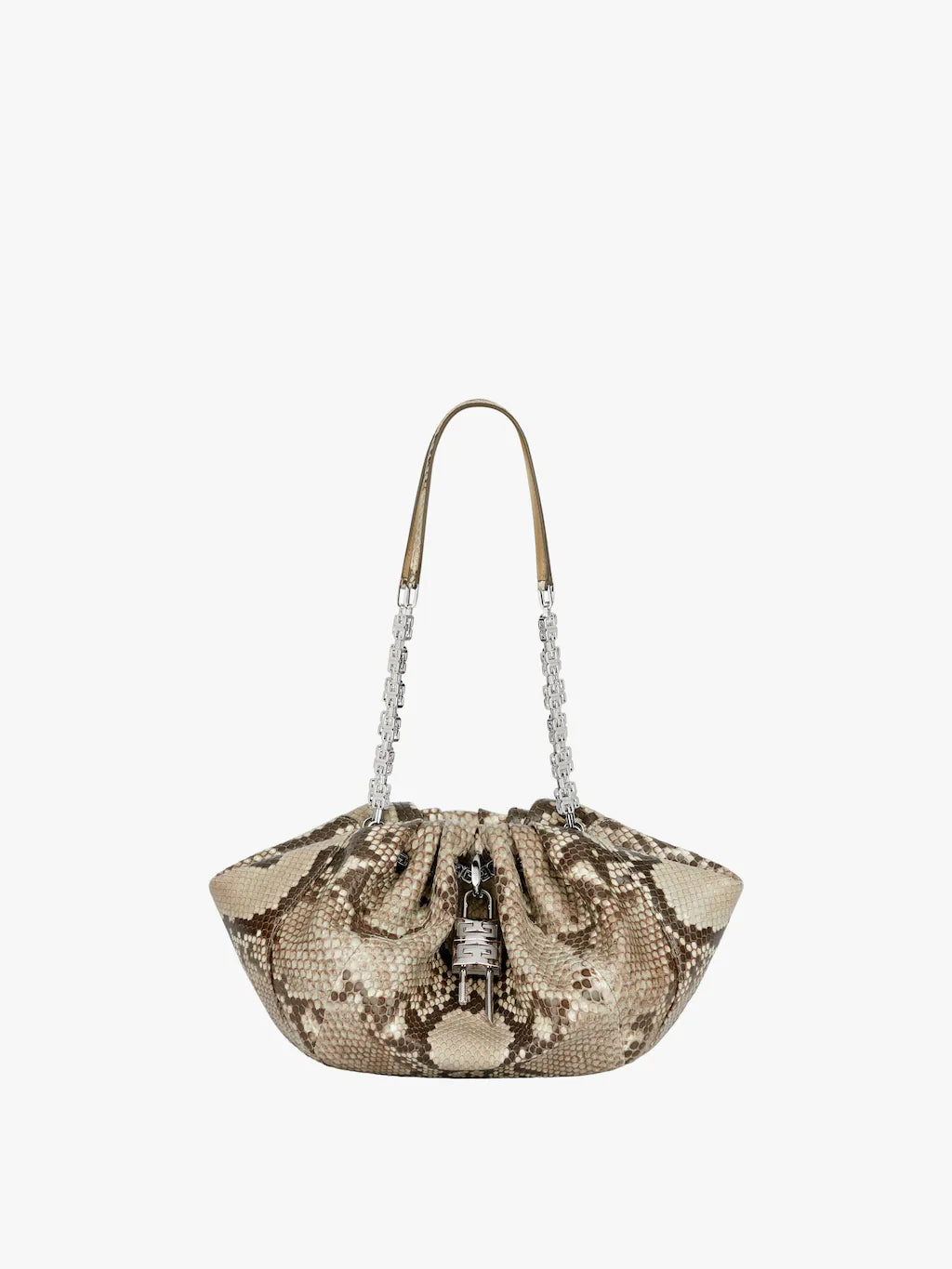 Small Kenny bag in python Grey/natural