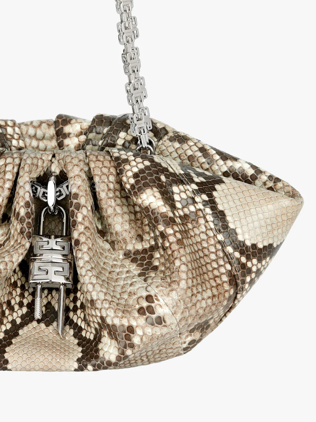 Small Kenny bag in python Grey/natural