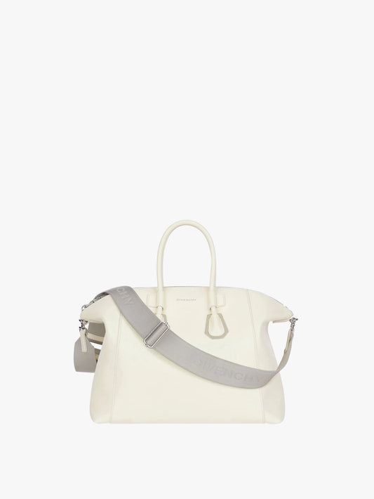 Small Antigona Sport bag in leather with metallic details Ivory