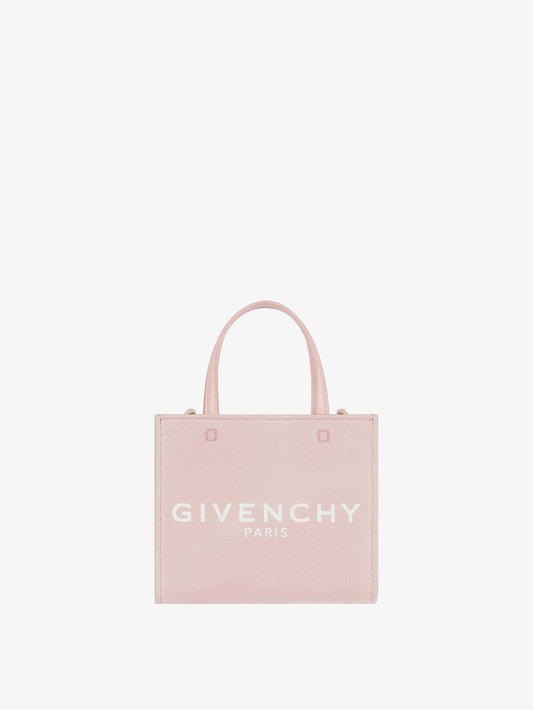 Mini G Tote shopping bag in canvas Pink