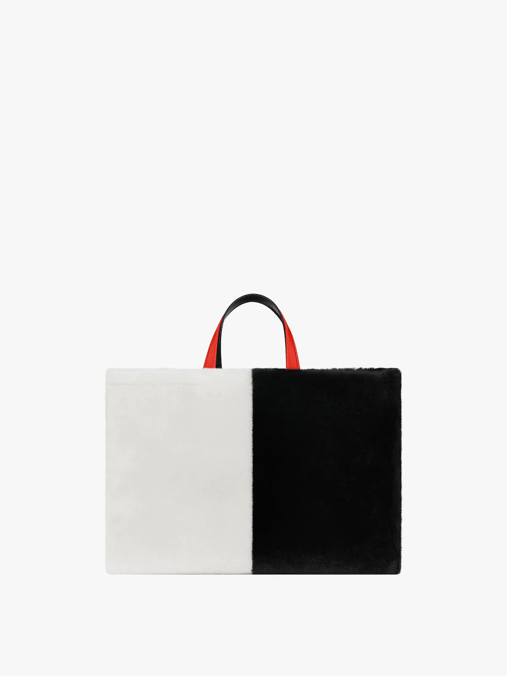 Medium G Tote shopping bag in shearling Black/white