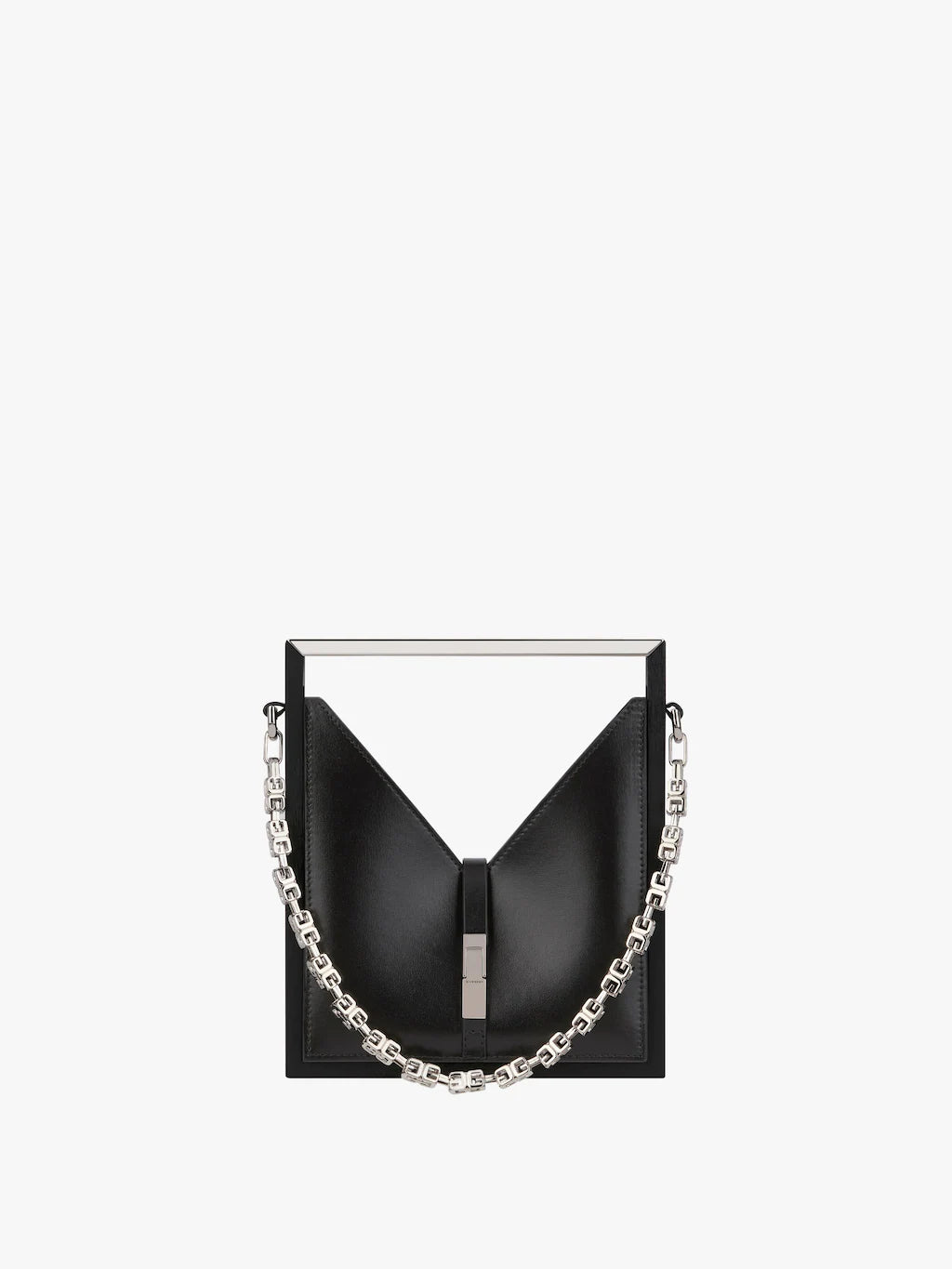 Micro Cut Out bag in box leather with chain Black