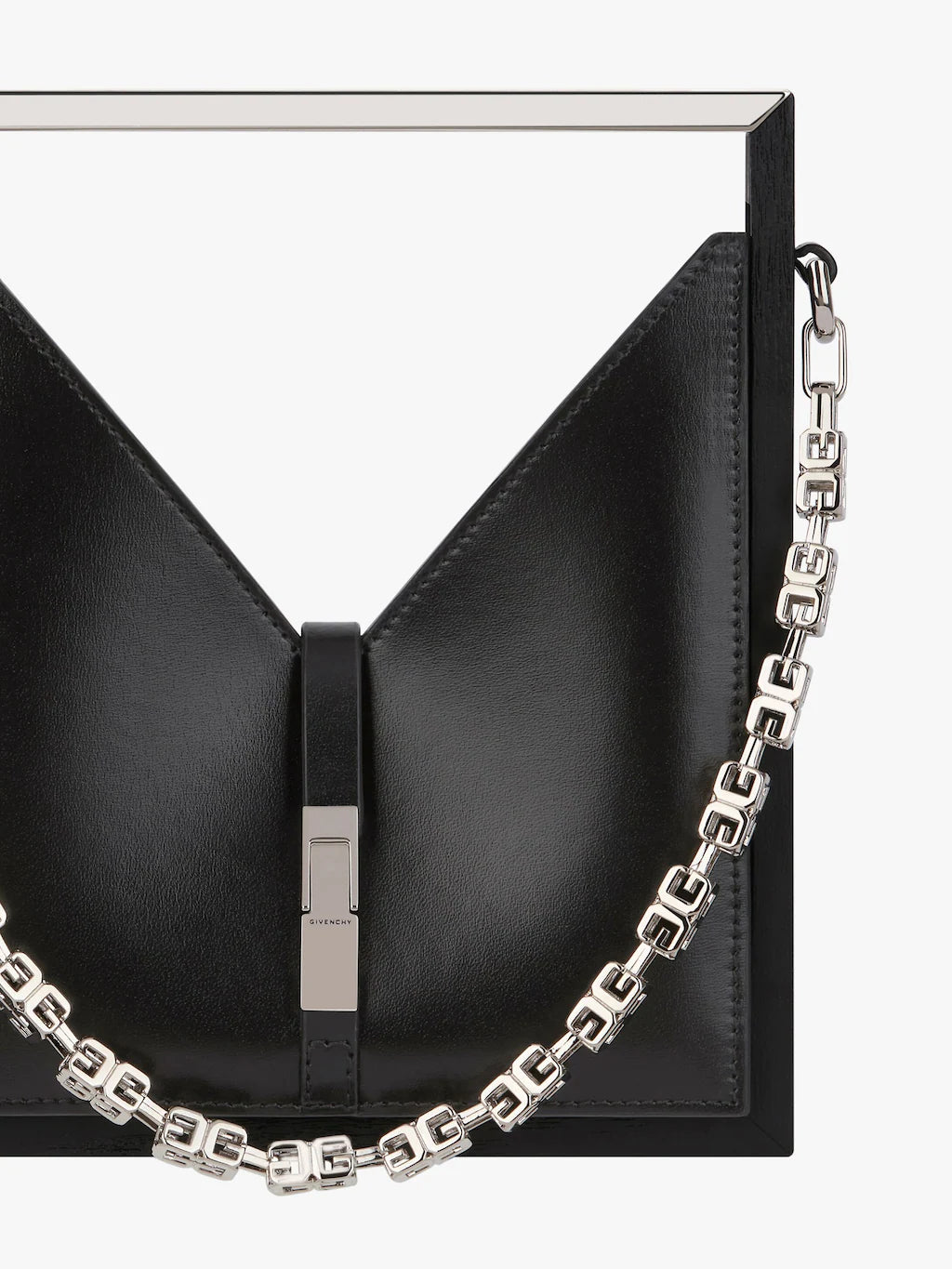 Micro Cut Out bag in box leather with chain Black