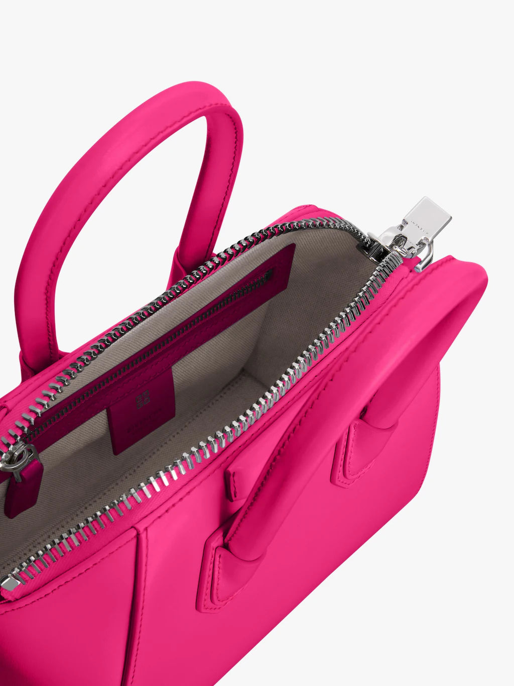 Mini Antigona bag in grained leather Neon pink