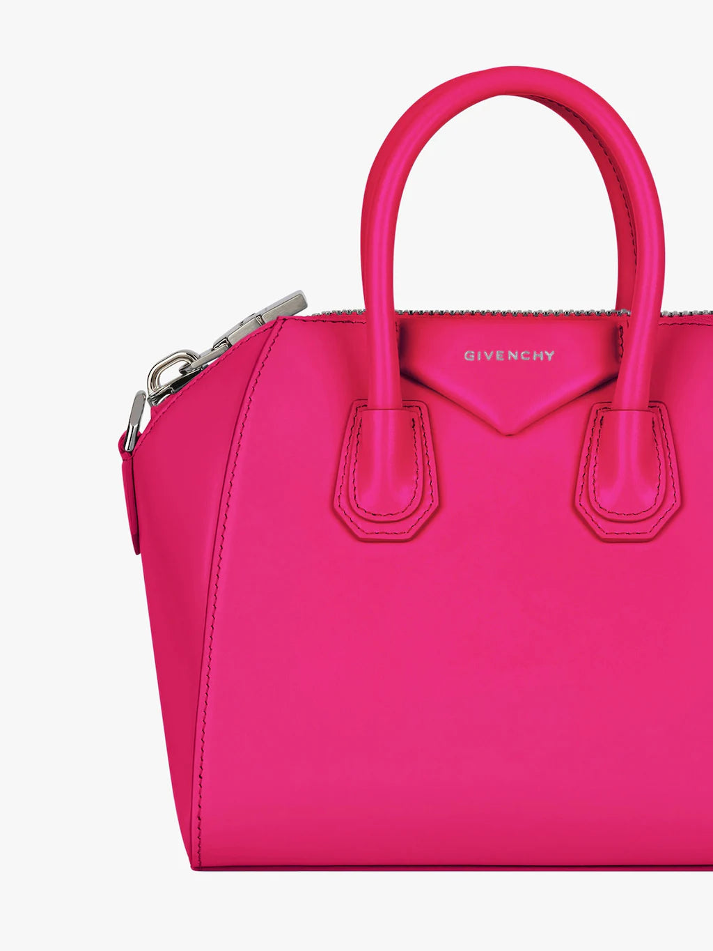 Mini Antigona bag in grained leather Neon pink