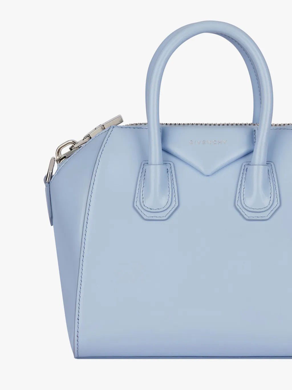 Mini Antigona bag in Box leather Baby blue