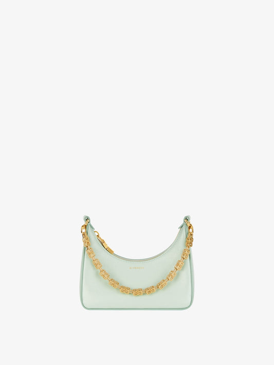 Mini Moon Cut Out bag in leather and chain Celadon