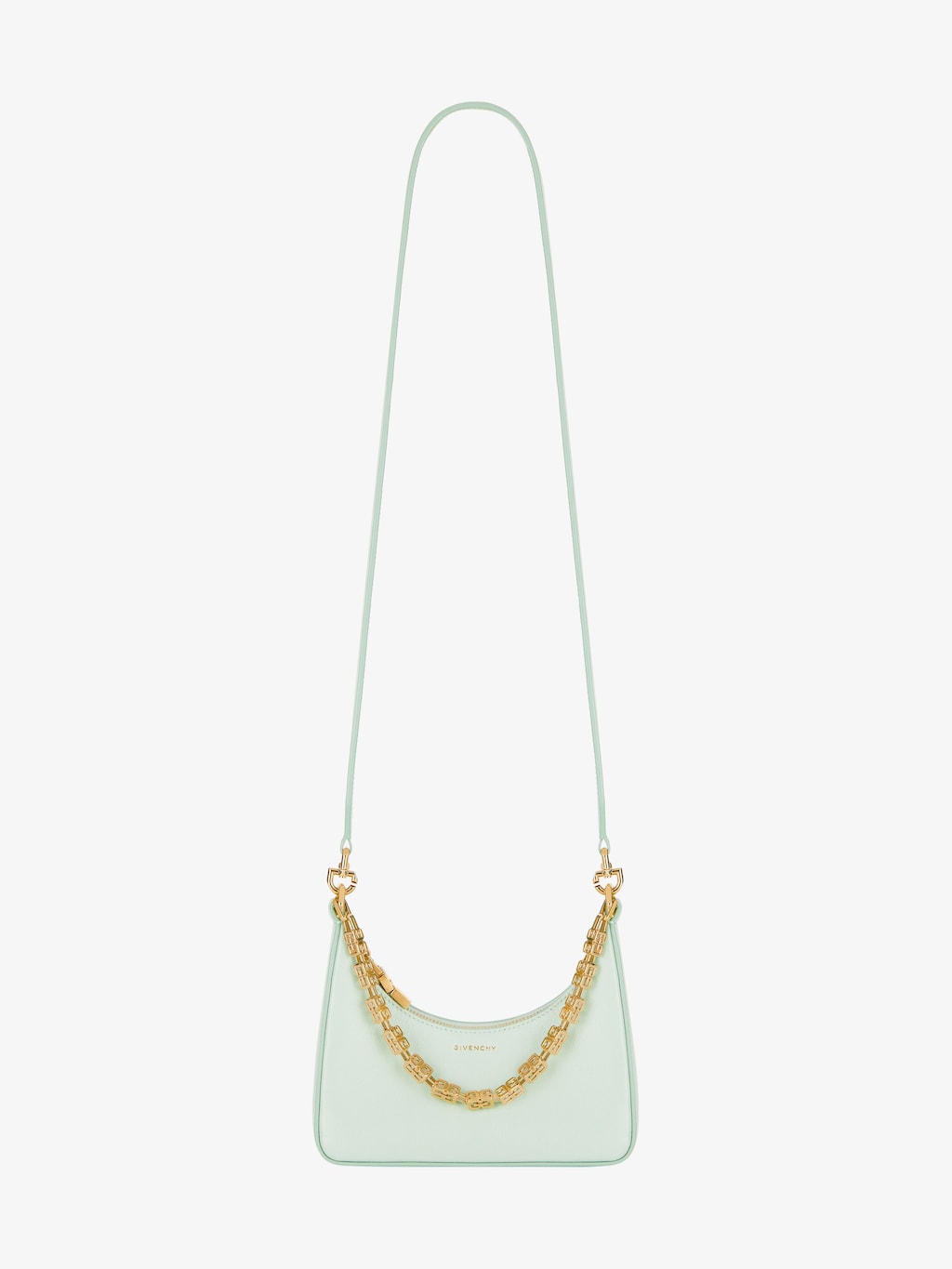 Mini Moon Cut Out bag in leather and chain Celadon