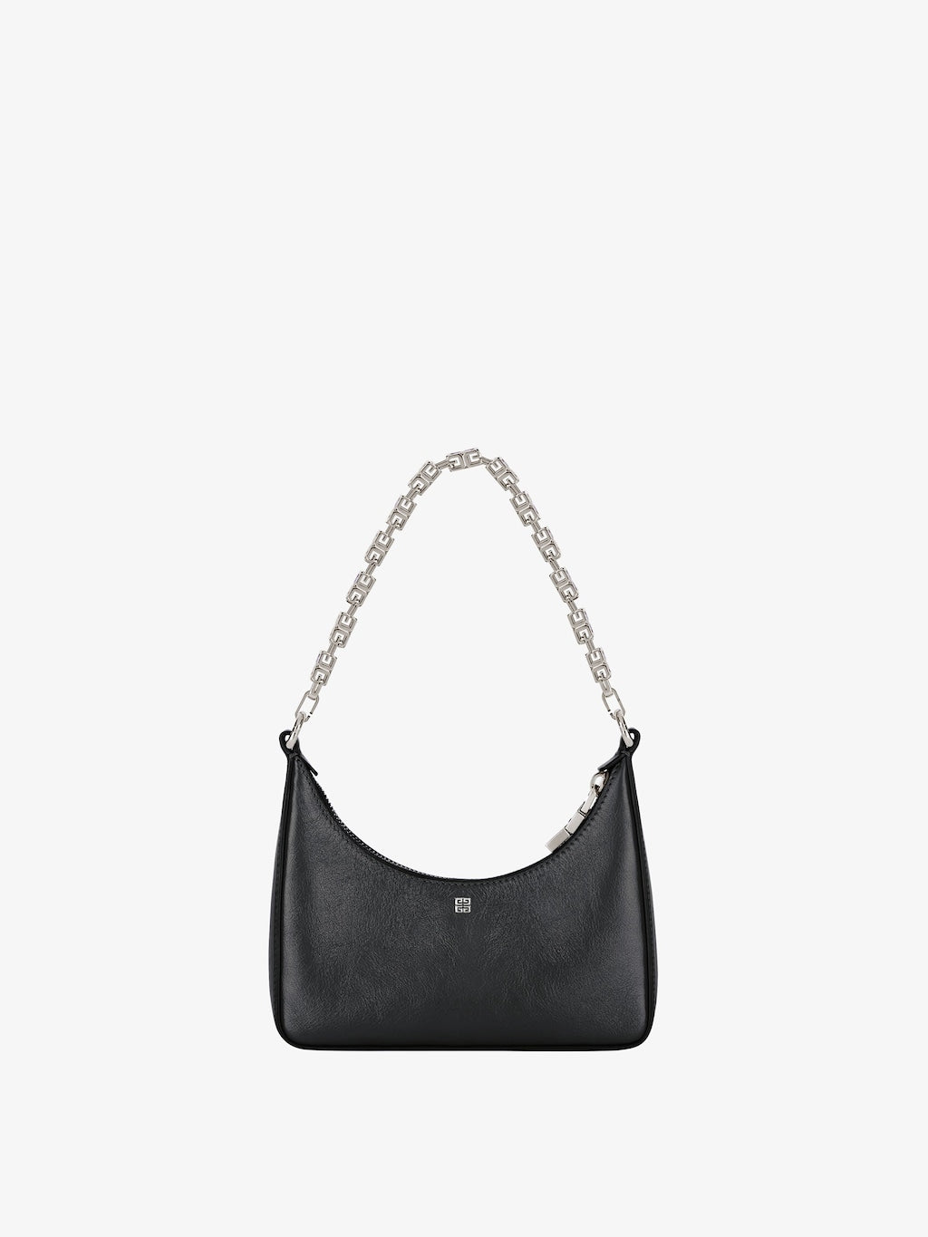 Mini Moon Cut Out bag in leather and chain BLACK