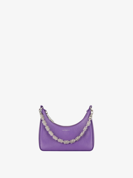 Mini Moon Cut Out bag in leather and chain ULTRAVIOLET