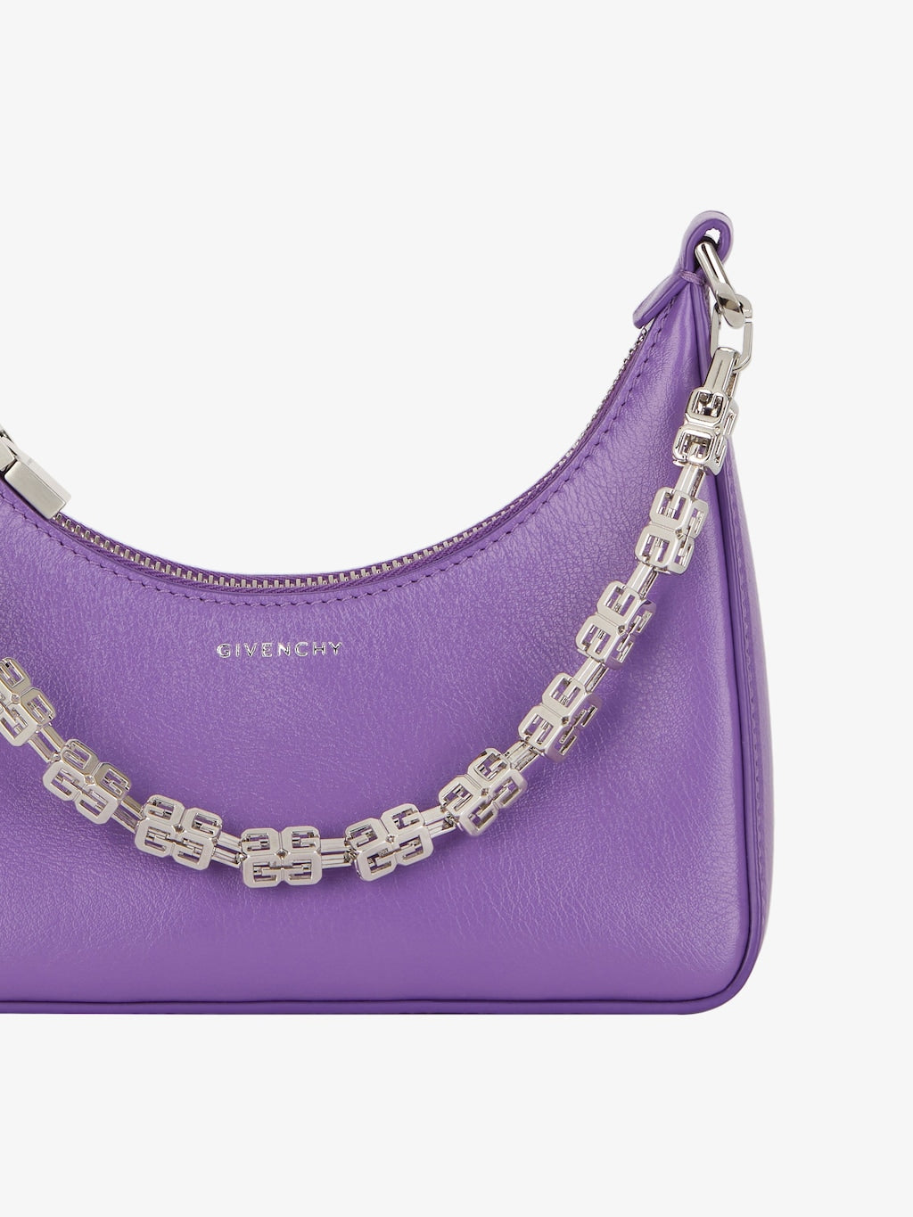 Mini Moon Cut Out bag in leather and chain ULTRAVIOLET