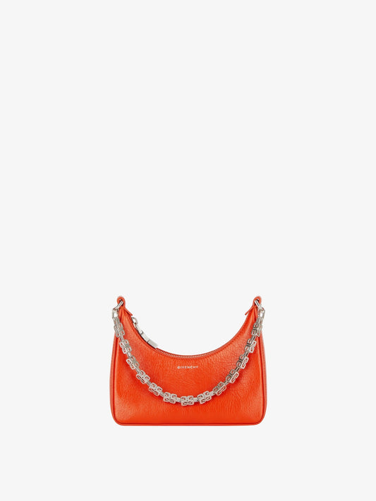 Mini Moon Cut Out bag in leather and chain DARK ORANGE