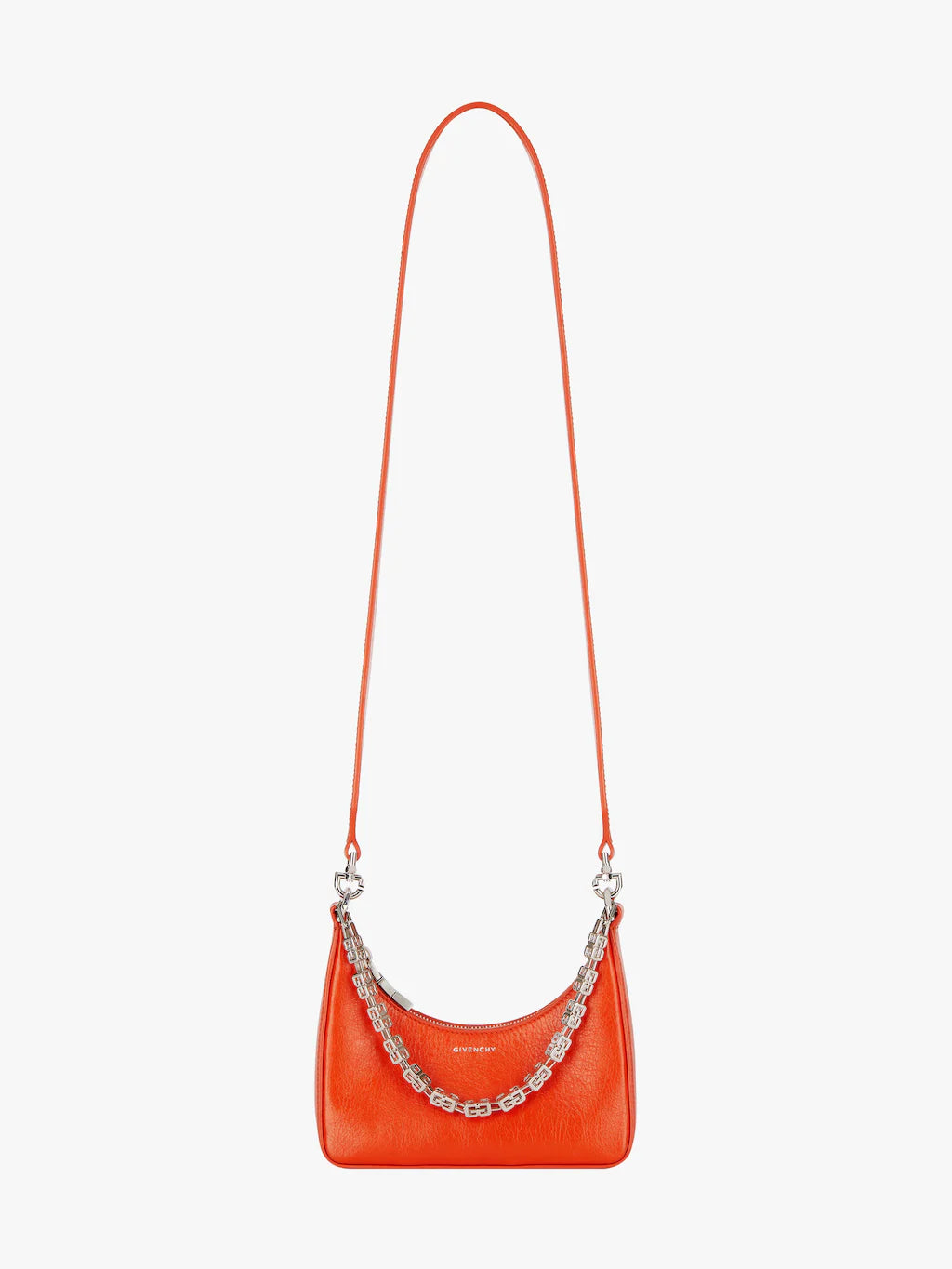 Mini Moon Cut Out bag in leather and chain DARK ORANGE