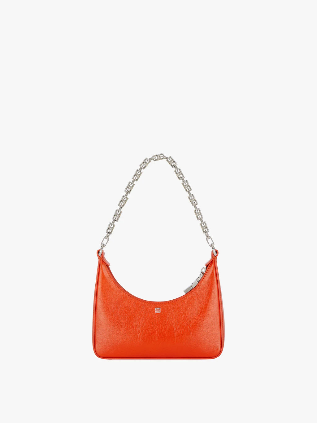 Mini Moon Cut Out bag in leather and chain DARK ORANGE